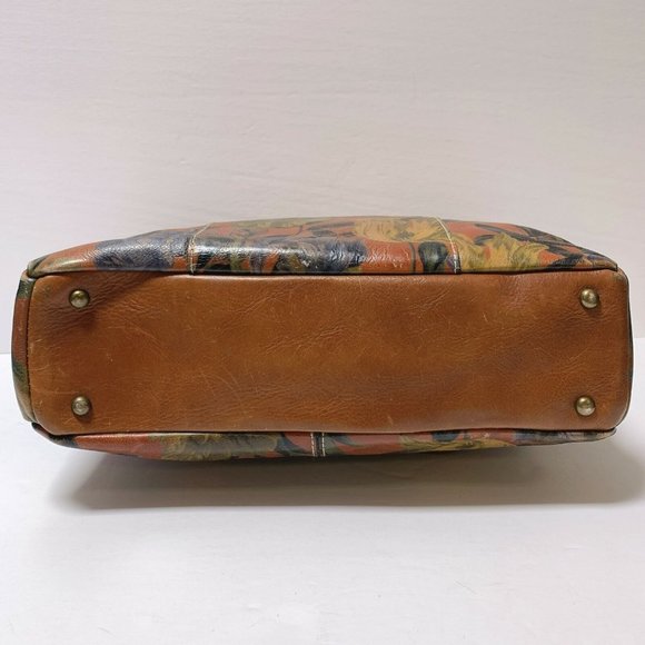 *Patricia Nash Brown & Multicolor Handbag Leather Print Tote Size Large - Picture 7 of 7